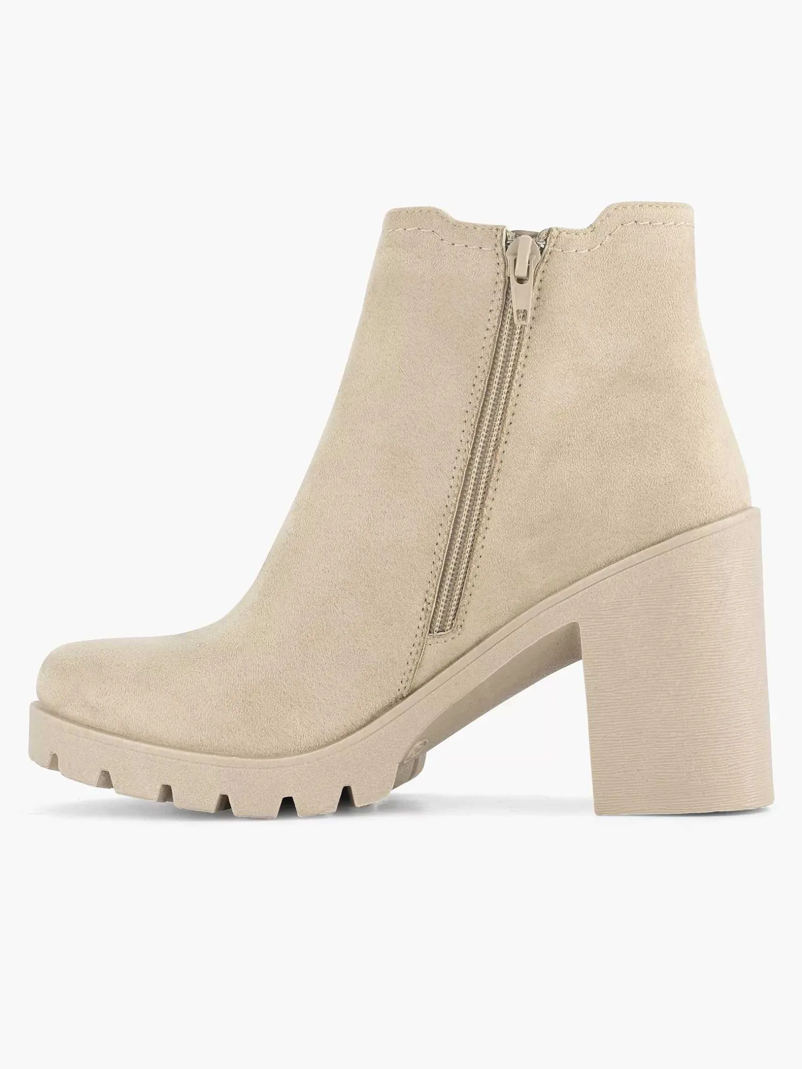 Beige Enkellaars Hak