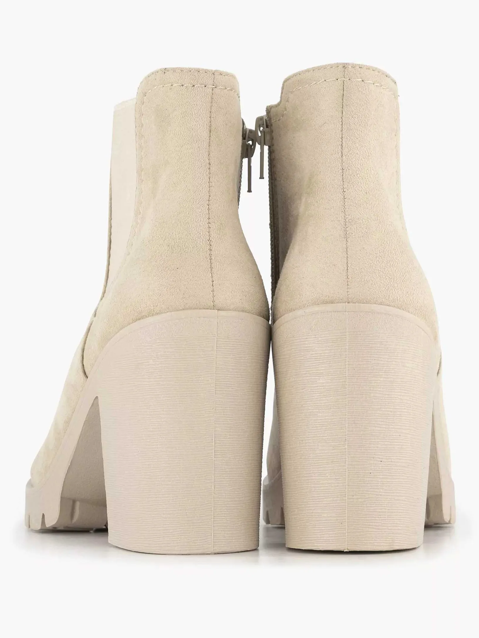 Beige Enkellaars Hak