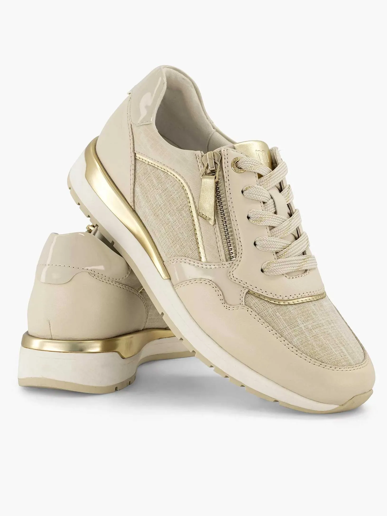 Beige Leren Comfort Sneaker