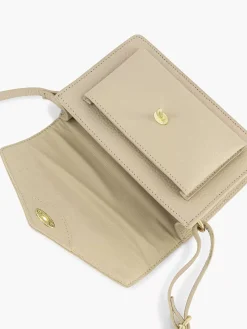 Beige Leren Schoudertas
