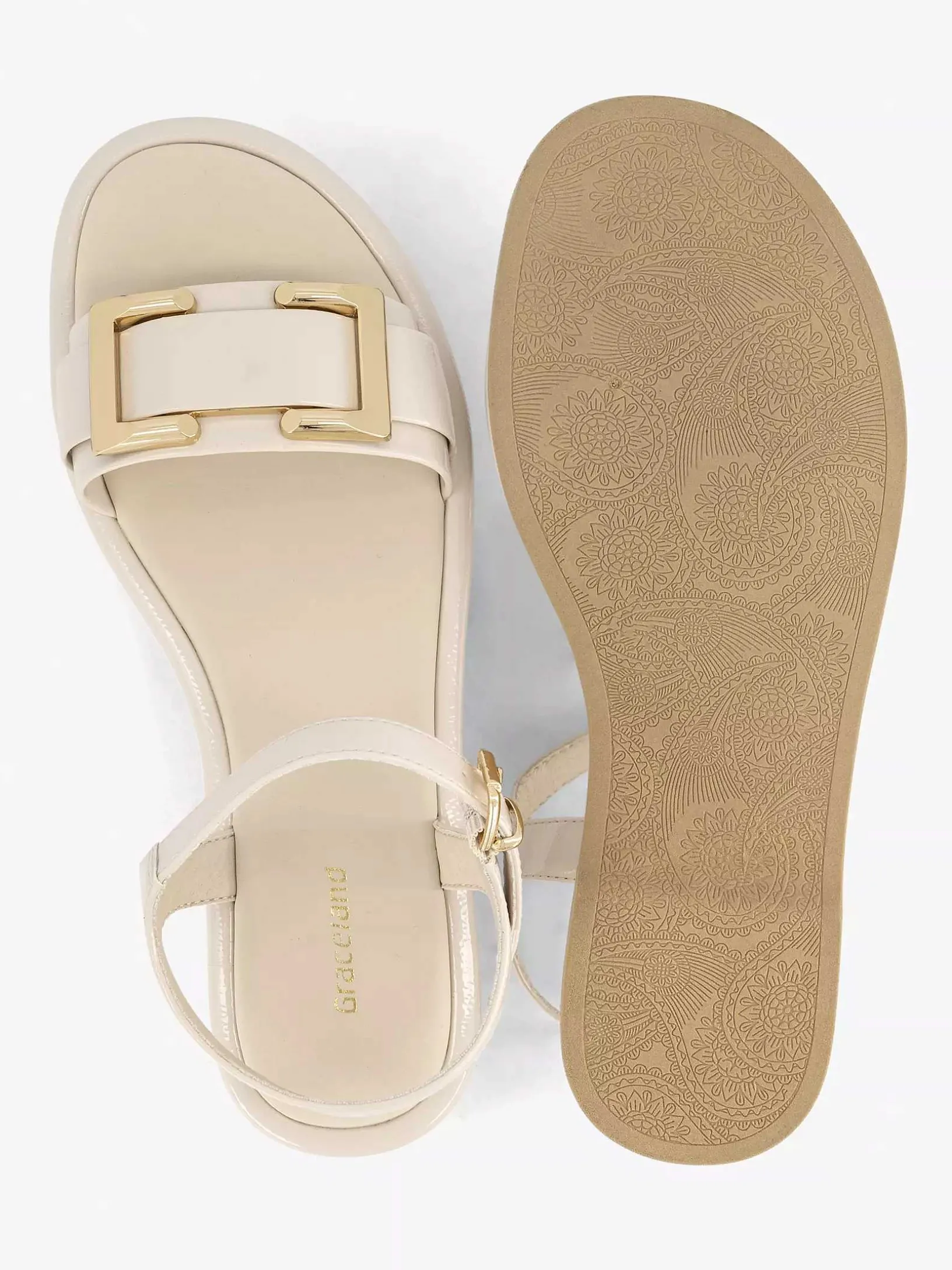 Beige Sandaal Siergesp