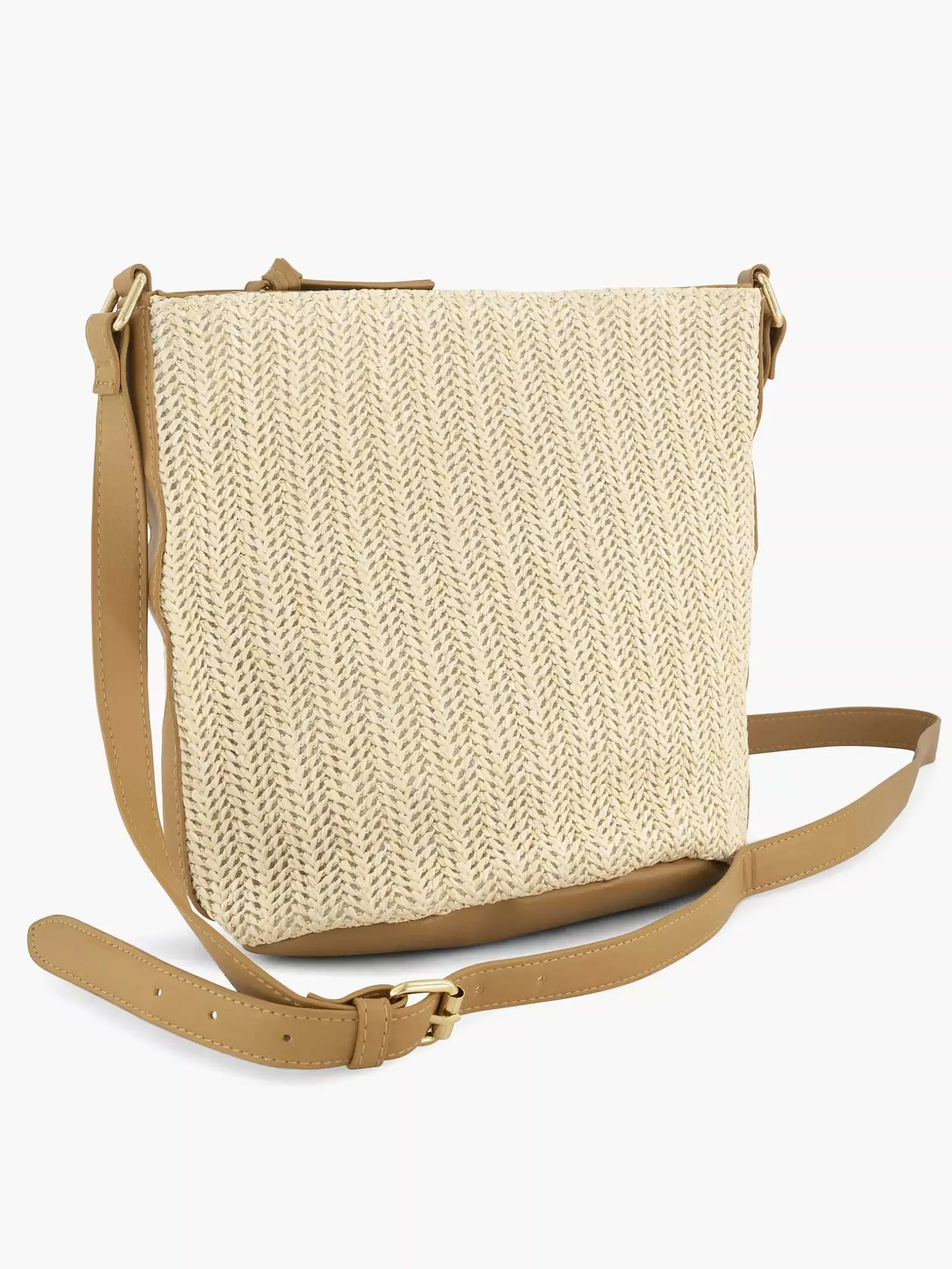 Beige Schoudertas Gevlochten