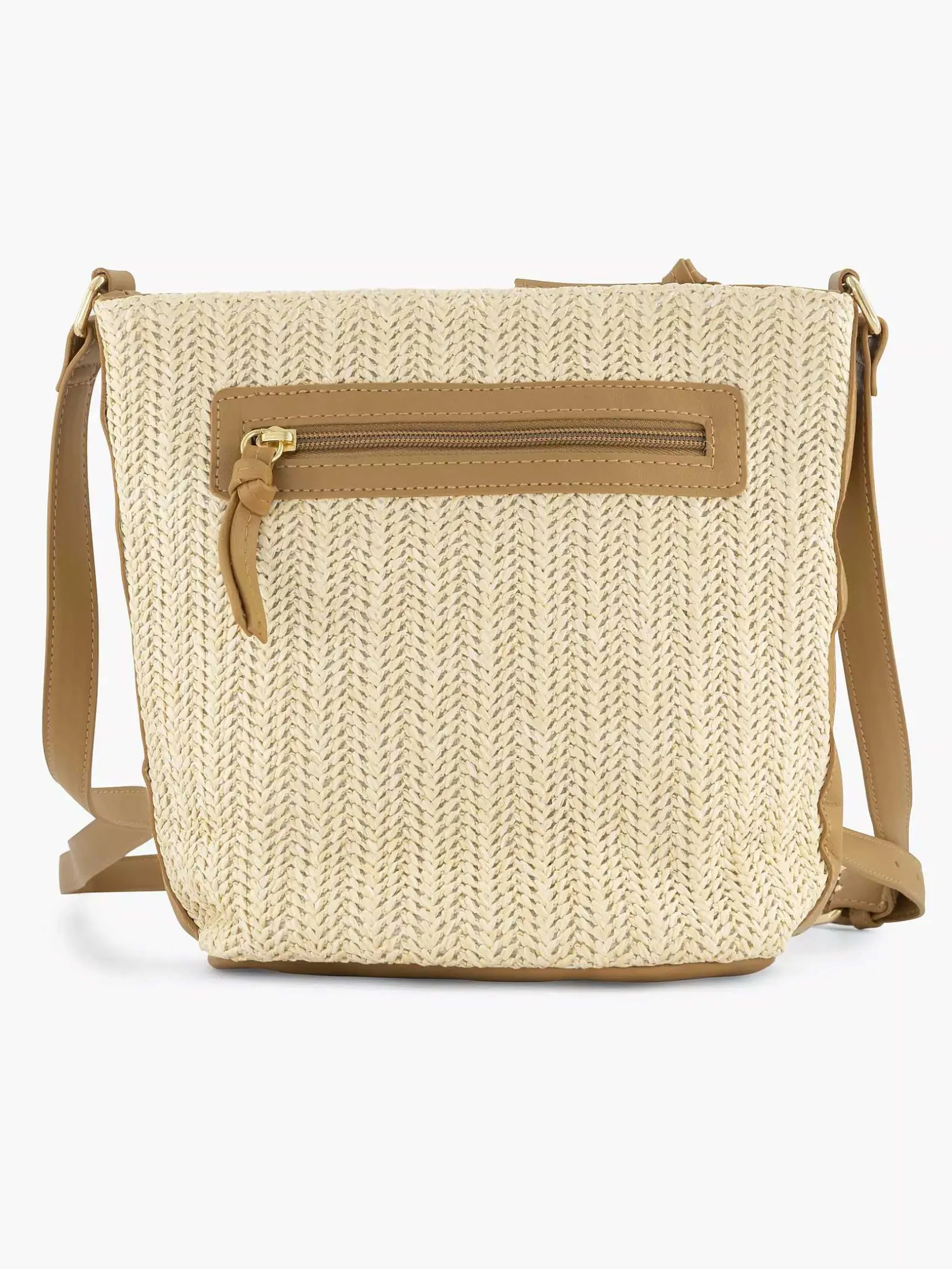 Beige Schoudertas Gevlochten
