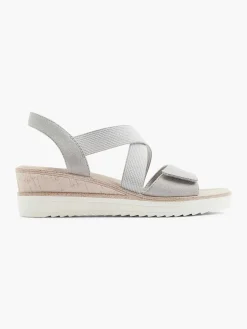 Grijze Comfort Sandalette Sleehak