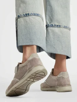 Taupe Leren Comfort Sneaker