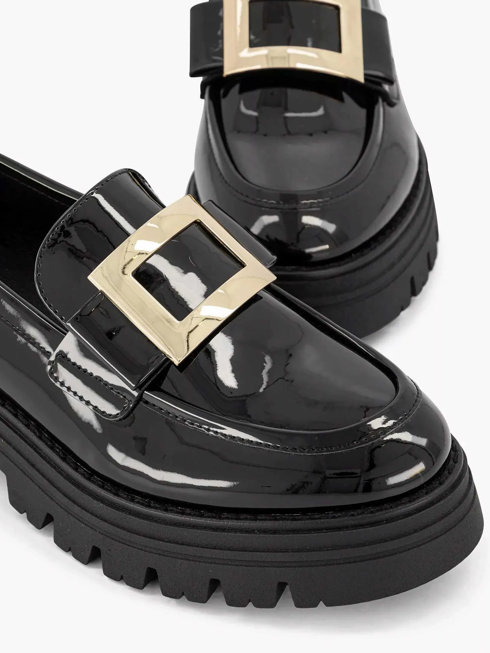 Zwarte Chunky Loafer Lak