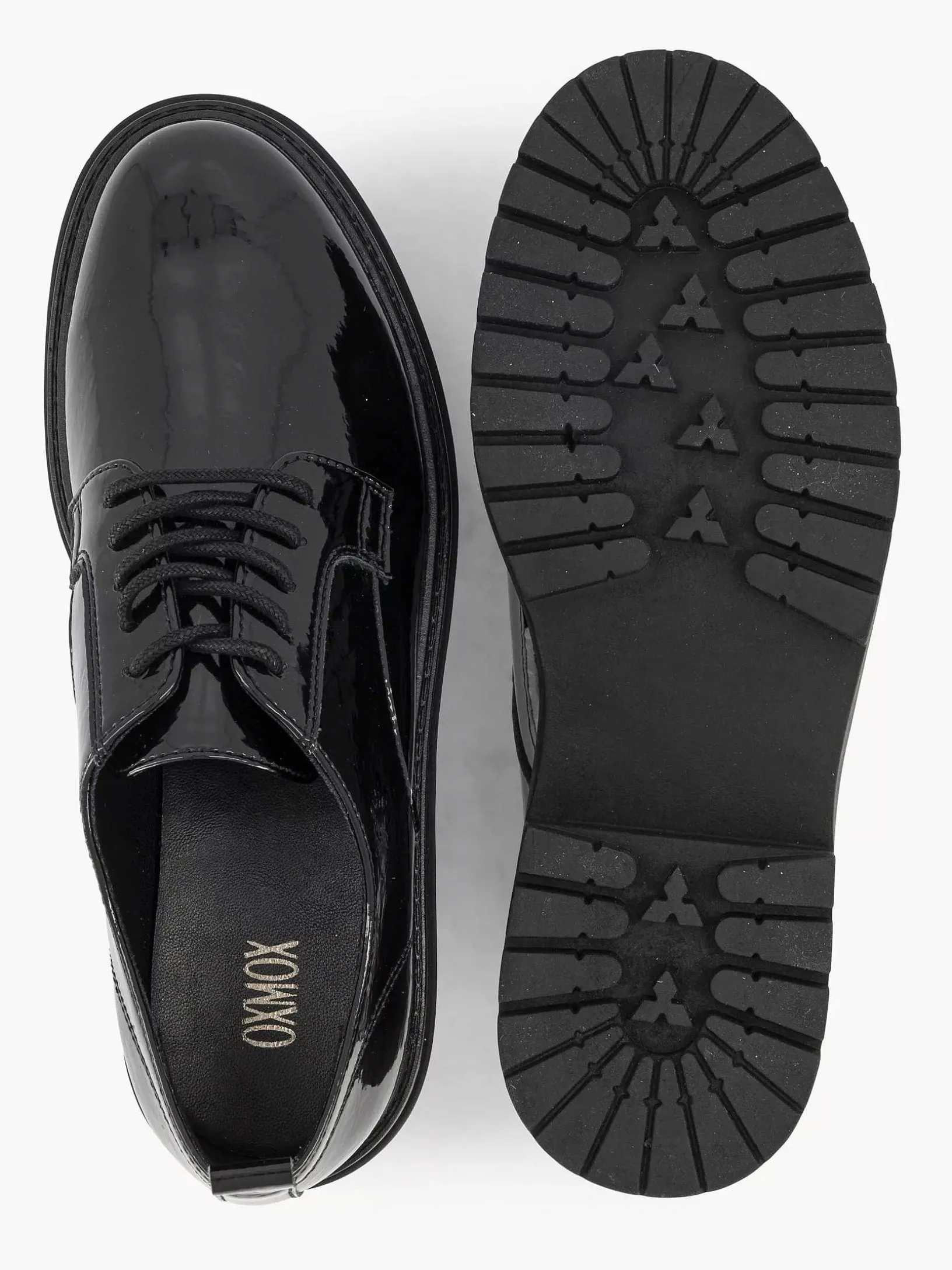 Zwarte Chunky Veterschoen Lak