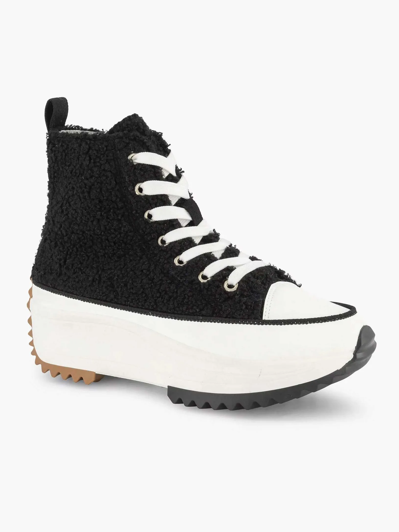 Zwarte Hoge Platform Sneaker Teddy