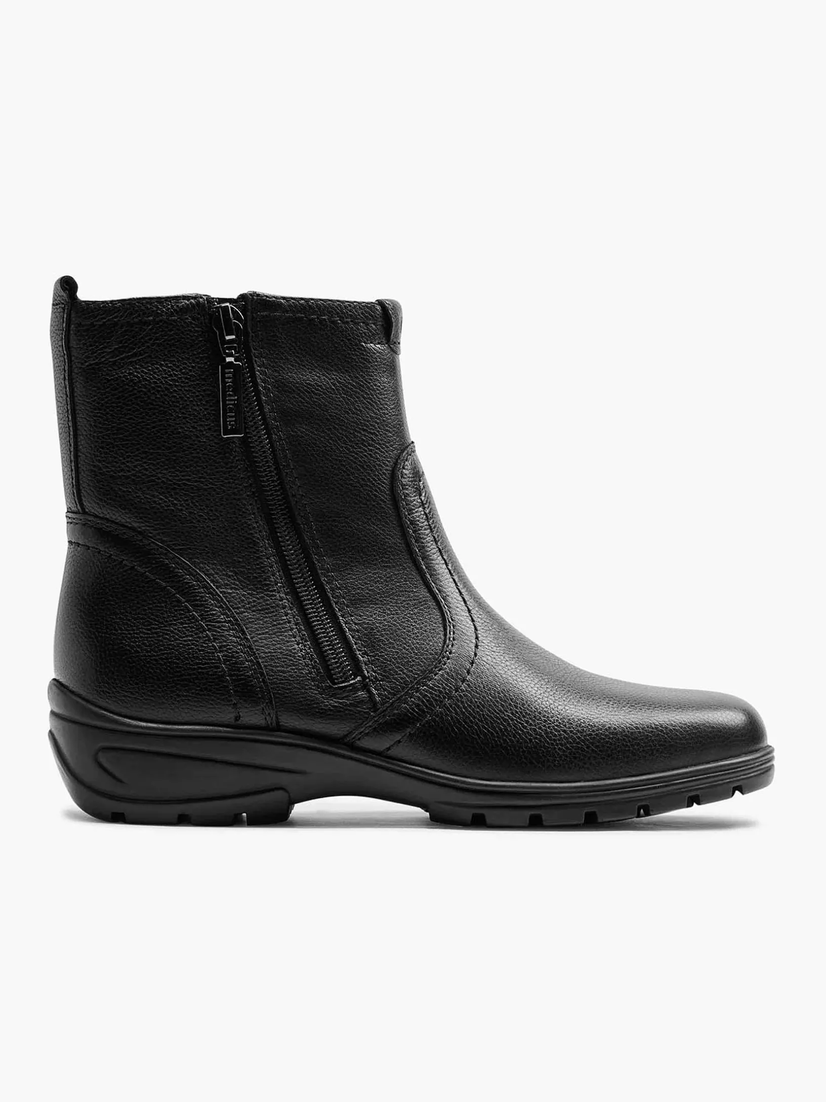 Zwarte Leren Comfort Enkelboot