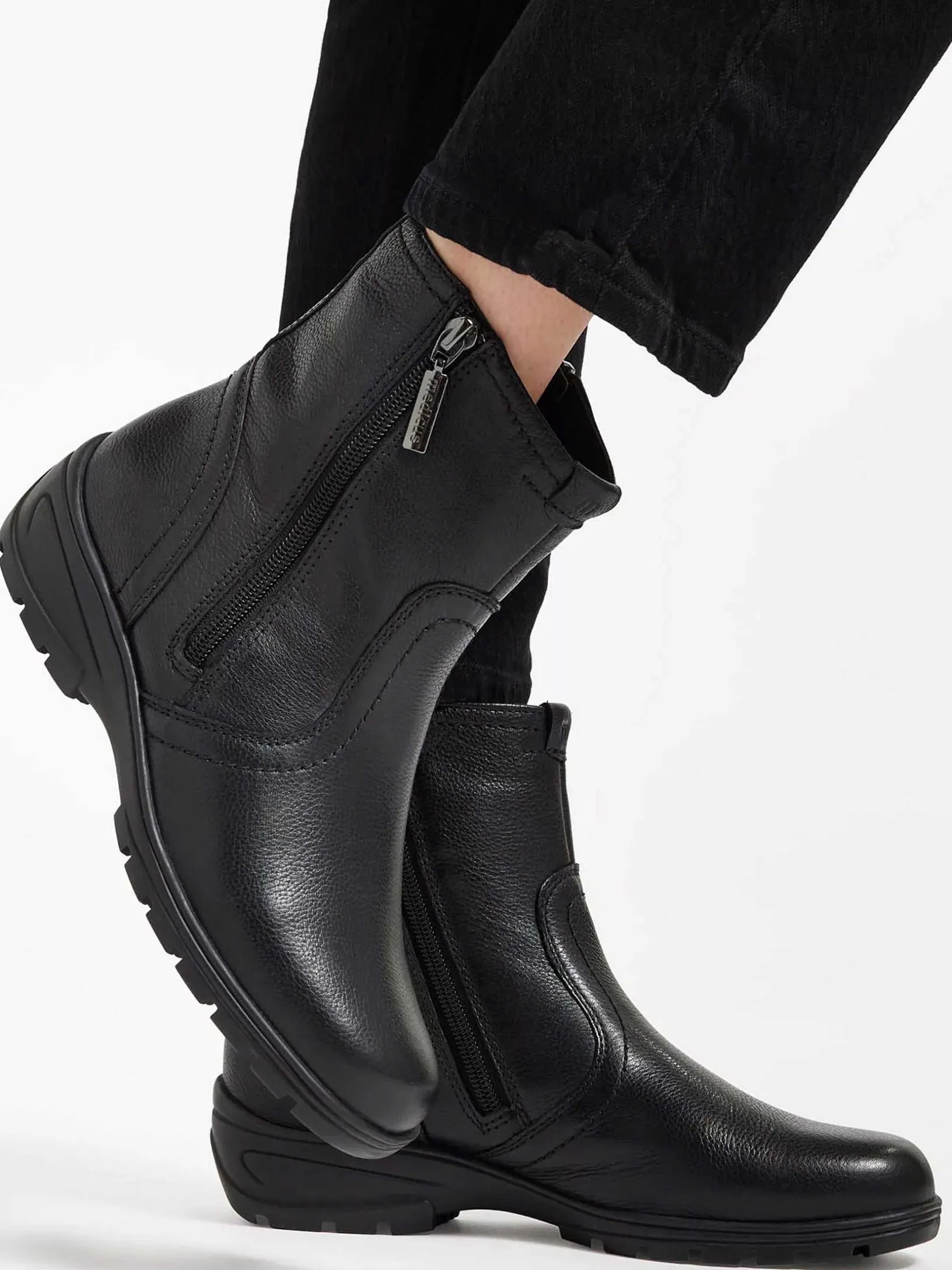 Zwarte Leren Comfort Enkelboot