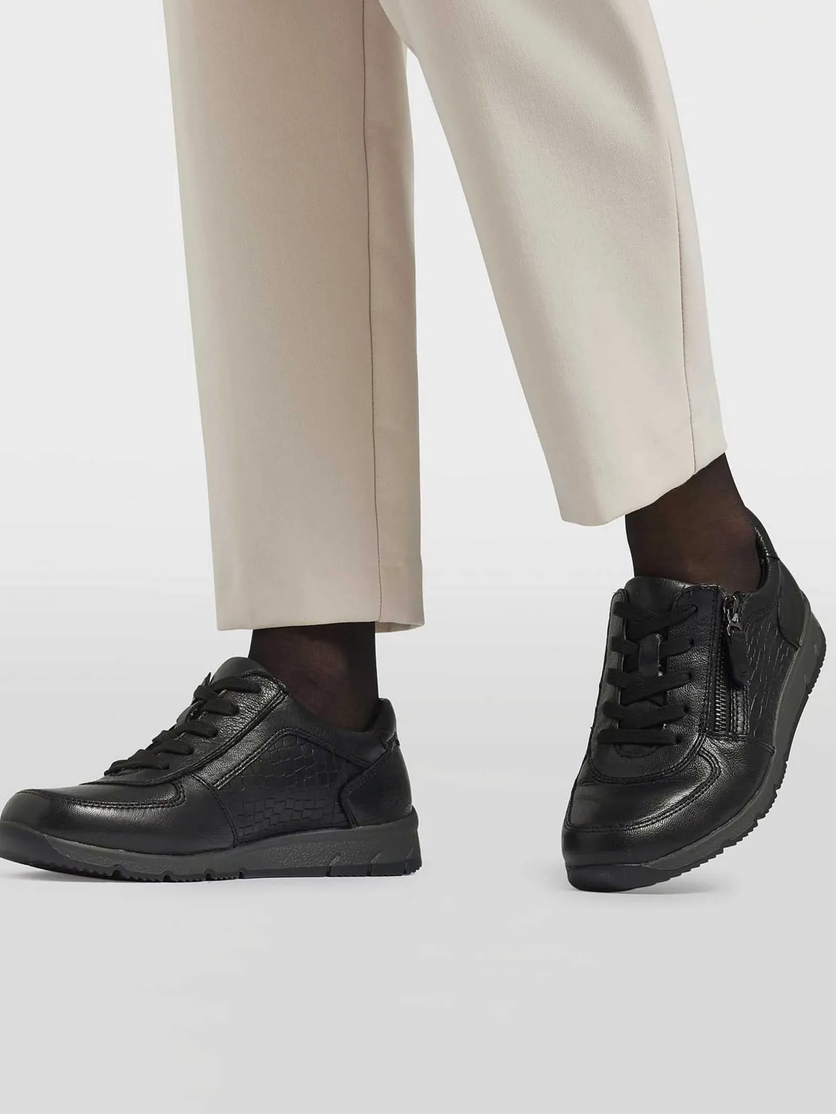 Zwarte Leren Comfort Sneaker