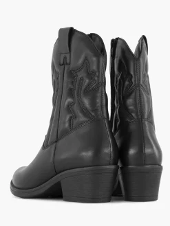 Zwarte Leren Cowboy Laars