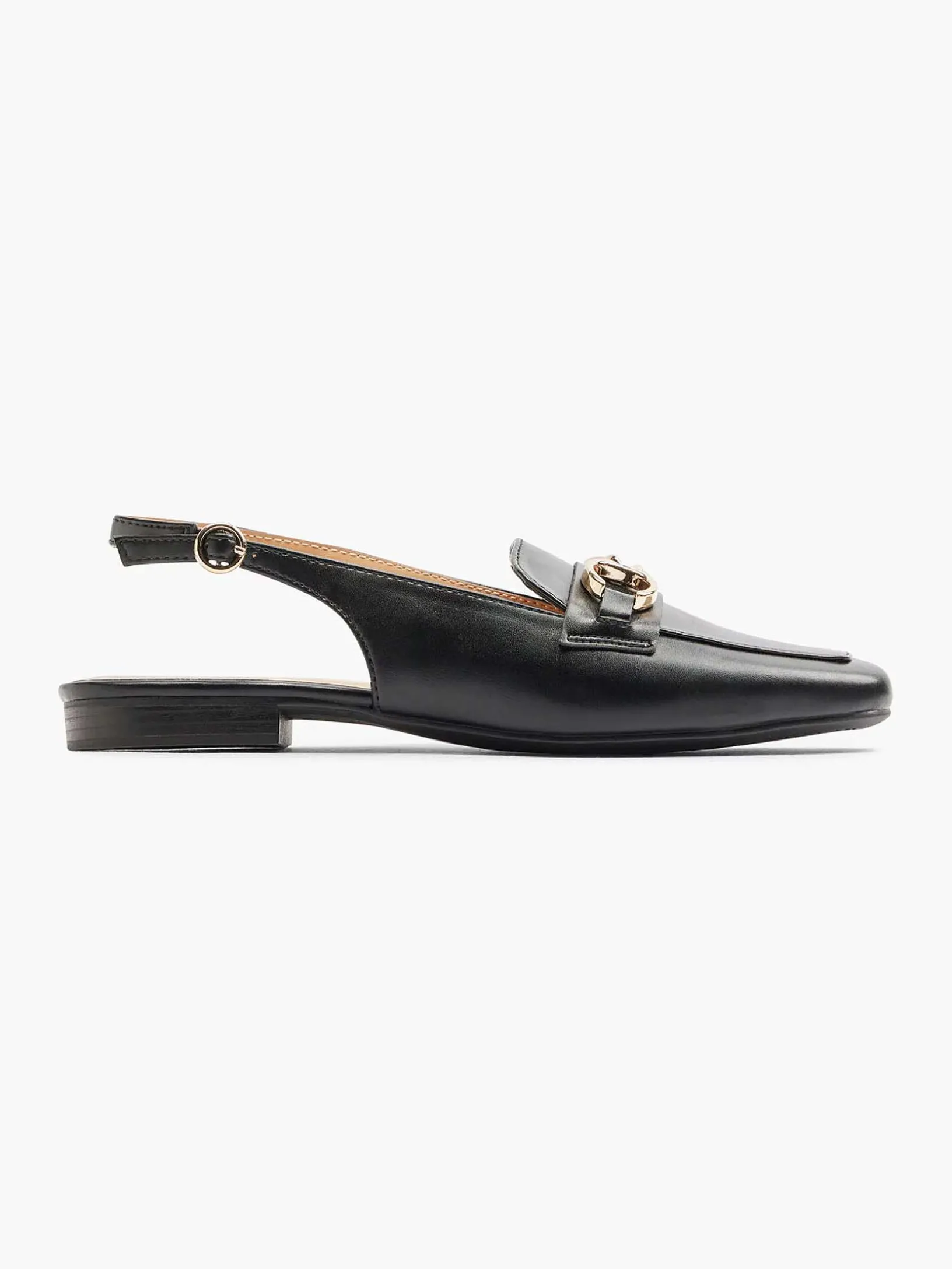 Zwarte Platte Slingback Sierketting