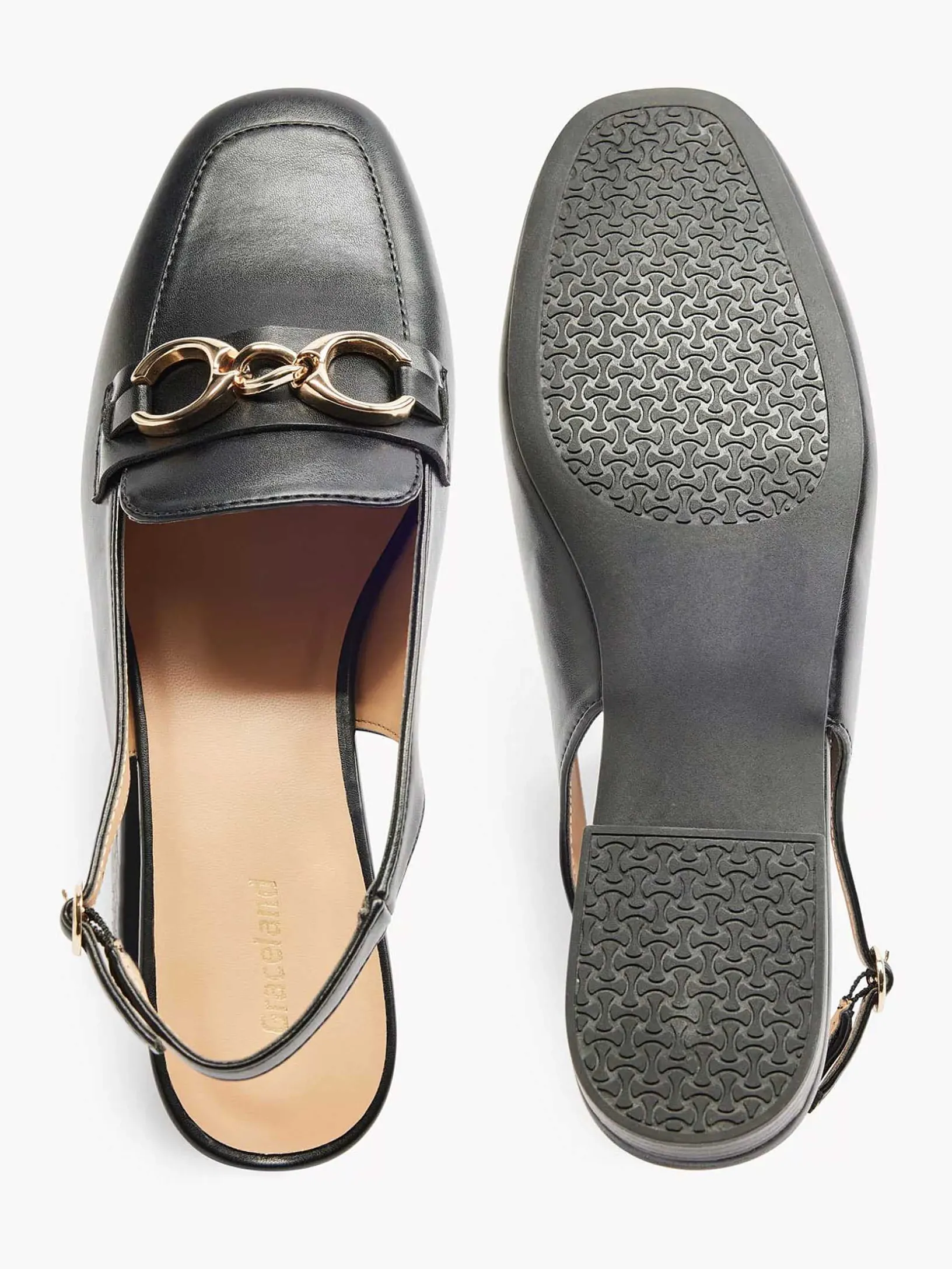 Zwarte Platte Slingback Sierketting