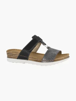 Zwarte Slipper Leren Voetbed